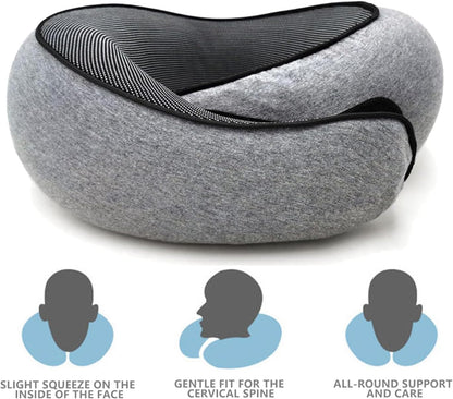 Oreiller de voyage à mémoire de forme – Design ergonomique en U pour les vols, les trajets en voiture et le camping