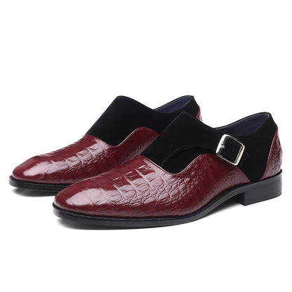 Textured Faux Leather Oxford Shoes for Men – Formal Lace-Up Design with Water-Resistant Finish – Classic Maroon
