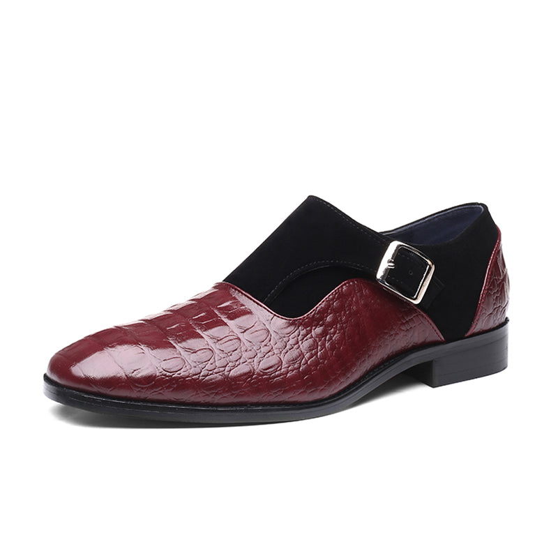 Textured Faux Leather Oxford Shoes for Men – Formal Lace-Up Design with Water-Resistant Finish – Classic Maroon