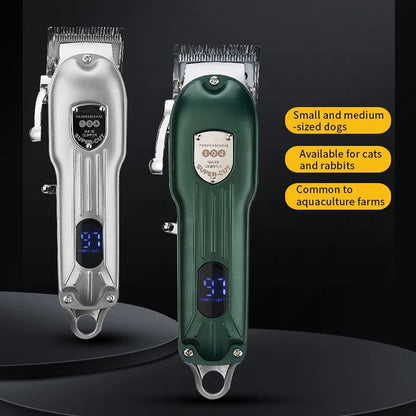 Cordless Pet Grooming Clippers with Quiet Motor & Steel Blades for Dogs & Cats – Rechargeable Trimmer Kit with LED Display