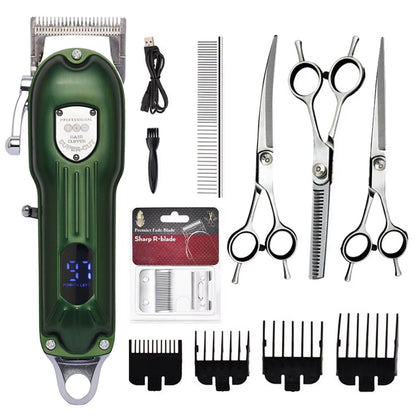 Cordless Pet Grooming Clippers with Quiet Motor & Steel Blades for Dogs & Cats – Rechargeable Trimmer Kit with LED Display
