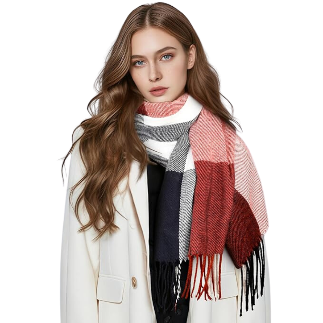 Plaid Cashmere Winter Shawl for Women – Cozy Oversized Wrap Scarf for Cold Weather, Evening Events & Daily Wear