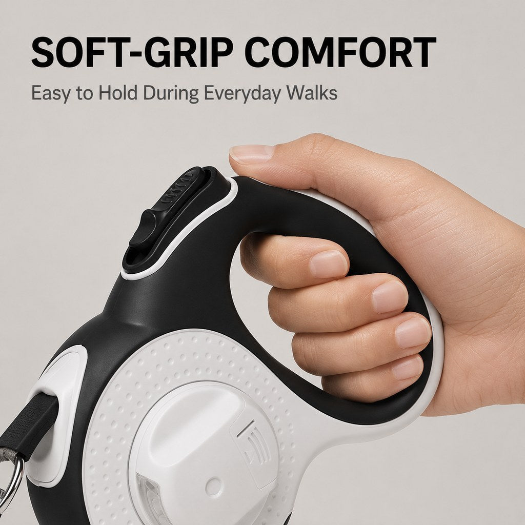 Ortekor LED Retractable Dog Leash for Evening Walks - Built-In Path Light, One-Hand Brake & 9.8/16.4 FT Range
