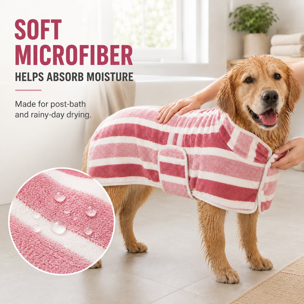 Ortekor Wearable Microfiber Dog Drying Towel – Hands-Free Post-Bath & Rainy-Day Wrap for Wet Fur & Drips