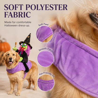 Ortekor 3D Witch Rider Halloween Pet Costume for Trick-or-Treating, Parties & Photos – Instant Funny Look for Dogs & Cats