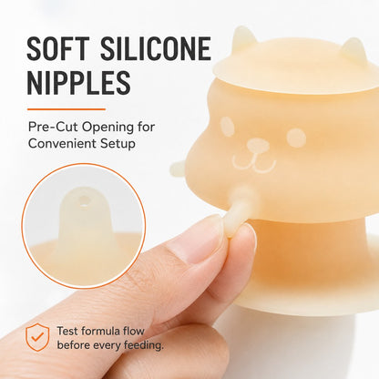 Ortekor 4-Nipple Silicone Nursing Feeder for Kittens & Puppies - Easier Litter Feeding with a Suction Base