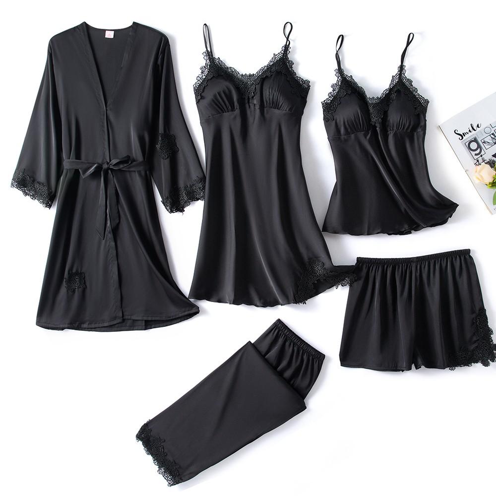 Ensemble de pyjama en satin élégant | Vêtement de nuit luxueux pour femme avec bretelles réglables