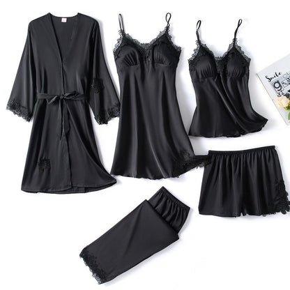 Ensemble de pyjama en satin élégant | Vêtement de nuit luxueux pour femme avec bretelles réglables