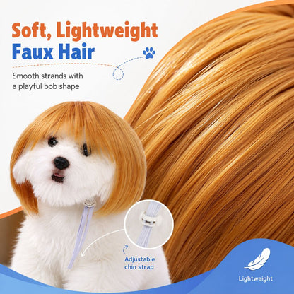 Ortekor Funny Short Bob Pet Wig for Photos & Parties - Easy Costume Prop for Cats & Small Dogs