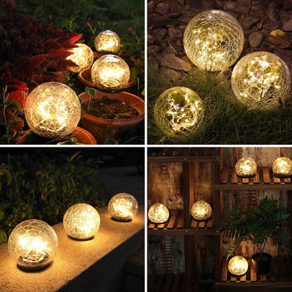Solar-Powered Textured Globe Stake Light 6 Inch Waterproof LED Pathway Garden Yard Decoration Automatic Dusk Dawn Sensor Ambient Glow Landsc