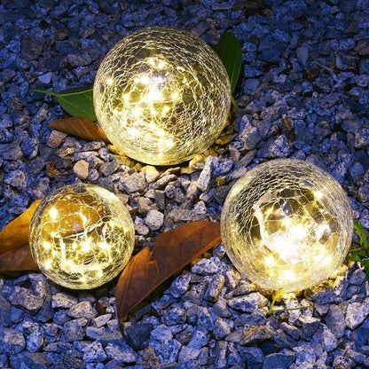 Outdoor Solar Stake Light Decorative Textured Glass Globe Orb Lamp for Garden Patio Pathway Yard Decoration Dusk to Dawn Sensor Weatherproof