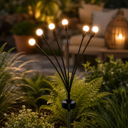 Swaying LED Garden Stakes Solar Powered Outdoor Pathway Lights Warm White Waterproof Decorative Lawn Accent Lighting for Yard Patio Walkway
