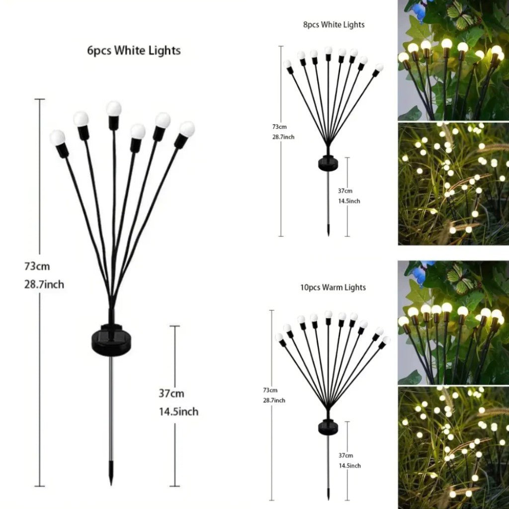 Swaying LED Garden Stakes Solar Powered Outdoor Pathway Lights Warm White Waterproof Decorative Lawn Accent Lighting for Yard Patio Walkway