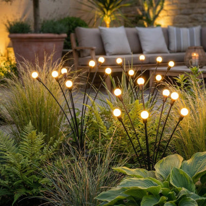 Swaying LED Garden Stakes Solar Powered Outdoor Pathway Lights Warm White Waterproof Decorative Lawn Accent Lighting for Yard Patio Walkway