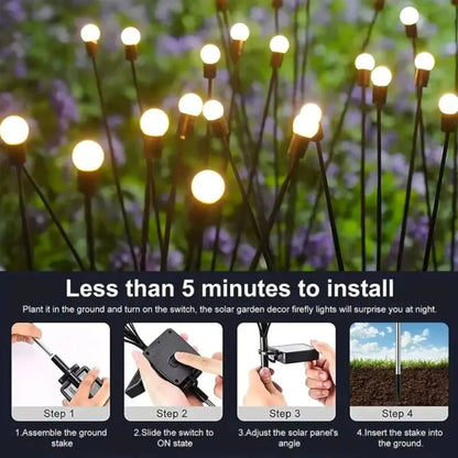 Swaying LED Garden Stakes Solar Powered Outdoor Pathway Lights Warm White Waterproof Decorative Lawn Accent Lighting for Yard Patio Walkway