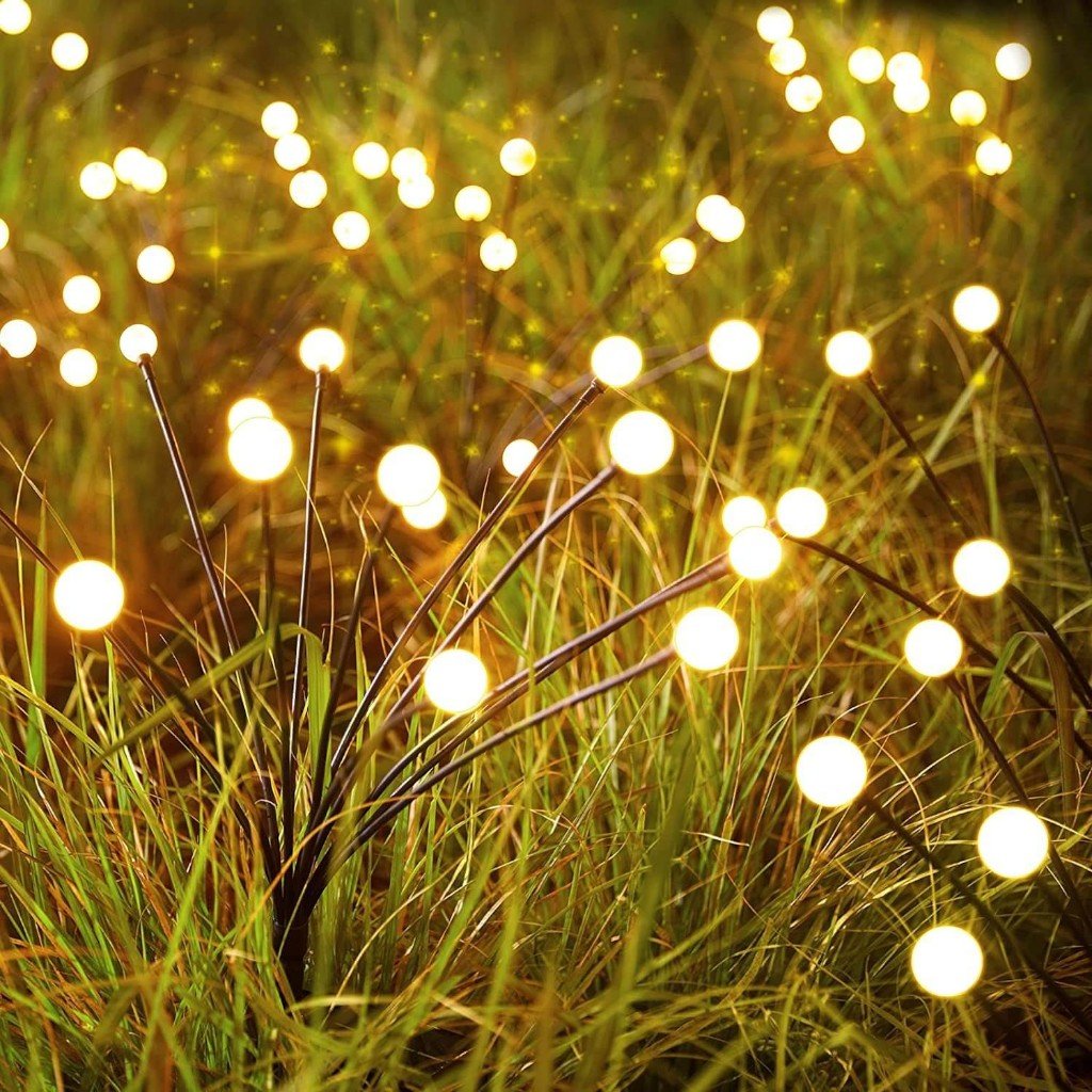 Swaying LED Garden Stakes Solar Powered Outdoor Pathway Lights Warm White Waterproof Decorative Lawn Accent Lighting for Yard Patio Walkway