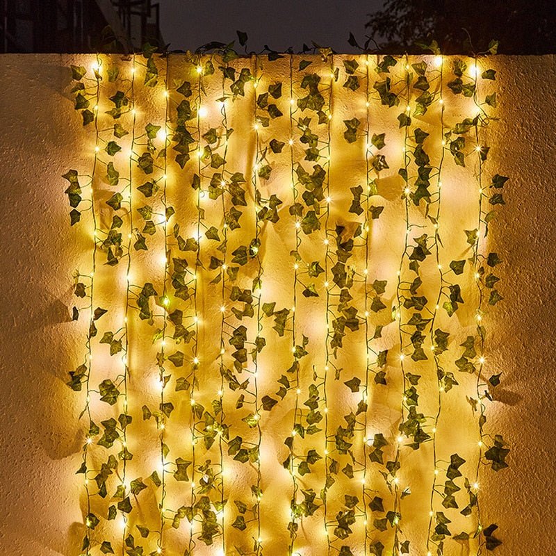Solar Vine Fairy Lights 16 ft Waterproof Flexible LED for Patio Garden Wedding Party Outdoor Decor Warm White Glow Automatic Dusk-to-Dawn Ec