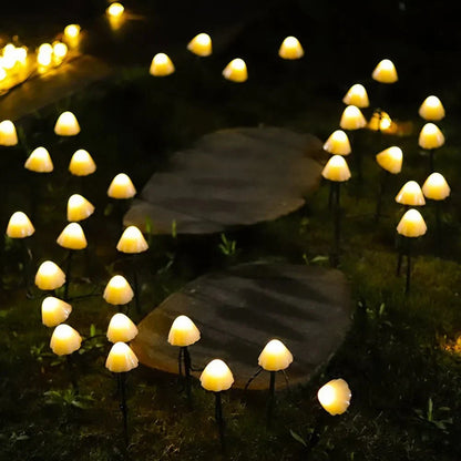 Whimsical Mushroom Solar LED Pathway Stakes 10-Pack PVC Waterproof Lights Automatic Dusk-to-Dawn Sensor Garden Patio Decor