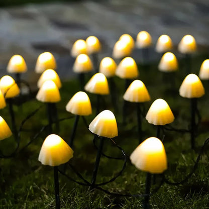 Outdoor Solar Stake Lights Decorative Mushroom Shape for Garden Pathway Yard Lawn Landscape Lighting Waterproof LED String 10-Pack Auto On O