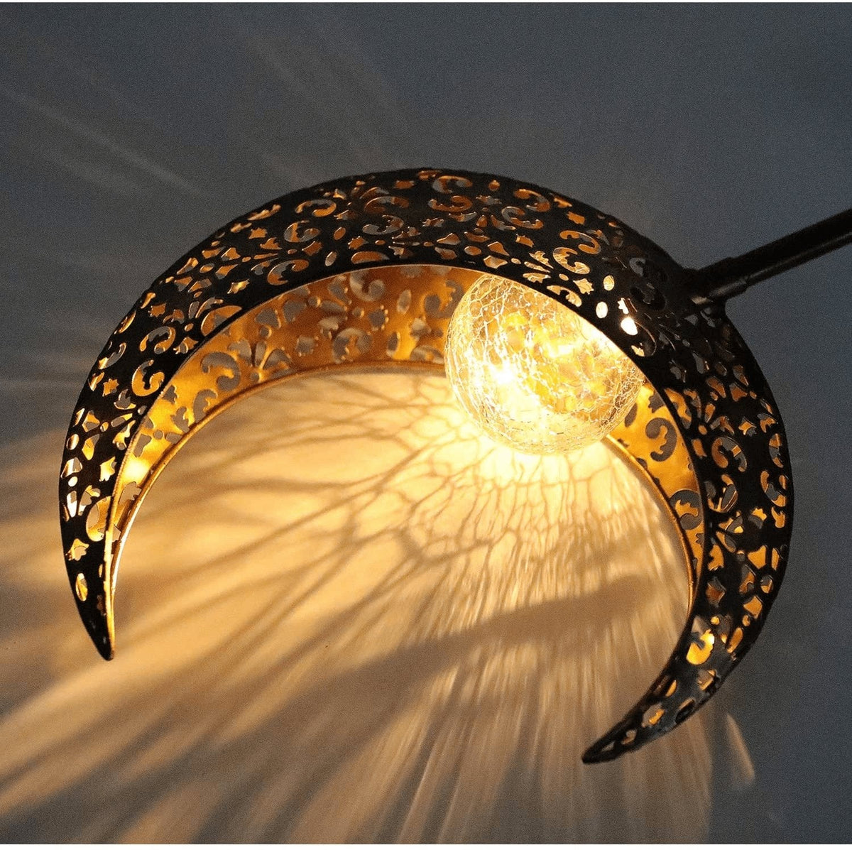 Crescent Stake Light Solar-Powered Pathway Marker Metal & Glass Garden Decor for Walkways Yards Outdoor Landscaping Automatic Dusk-to-Dawn