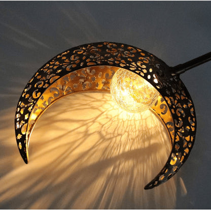 Crescent Stake Light Solar-Powered Pathway Marker Metal & Glass Garden Decor for Walkways Yards Outdoor Landscaping Automatic Dusk-to-Dawn