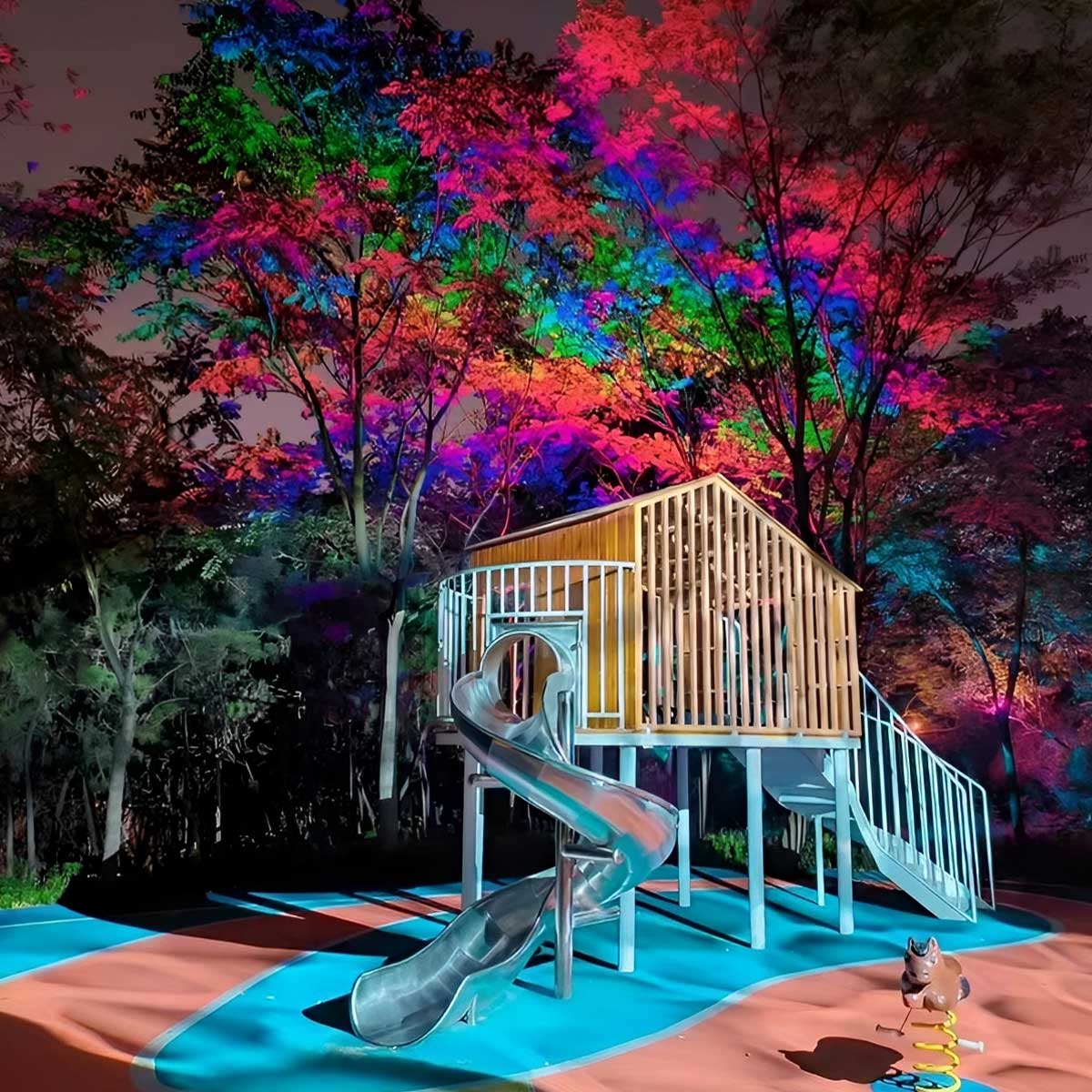 Weatherproof Color-Changing LED Spotlight 24W Cast Aluminum Housing RGB Landscape Lighting for Yard Trees Pathways Driveway Accent