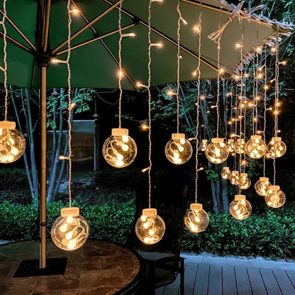 Outdoor Solar LED Decorative String Lights 10 ft Weatherproof Hanging Bulbs for Patio Garden Pergola Backyard Deck