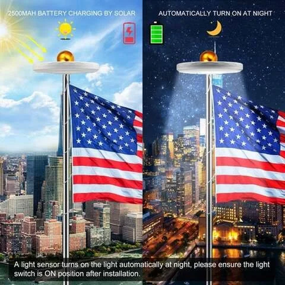 Solar Flagpole Light 700 Lumen 26 LED Automatic Dusk Sensor Weatherproof for Outdoor Flags Patriotic American Flag Pole