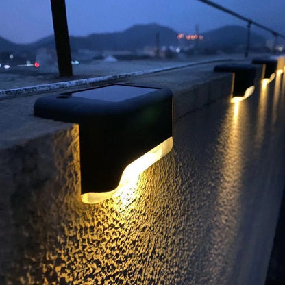 Outdoor Step Deck Lighting Fixture Solar Powered Weatherproof IP65 Auto Dusk Dawn Sensor Pathway Patio Porch Illumination for Stairs Garden