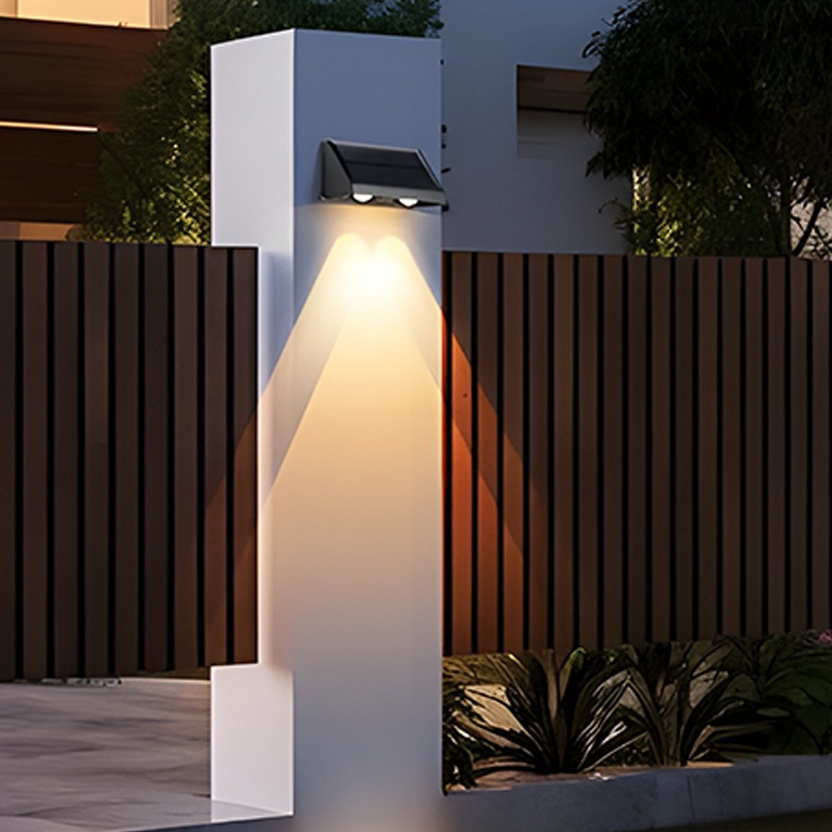 Solar LED Outdoor Sconce Black Waterproof Up Down Wall Light for Patio Garden Entrance Facade