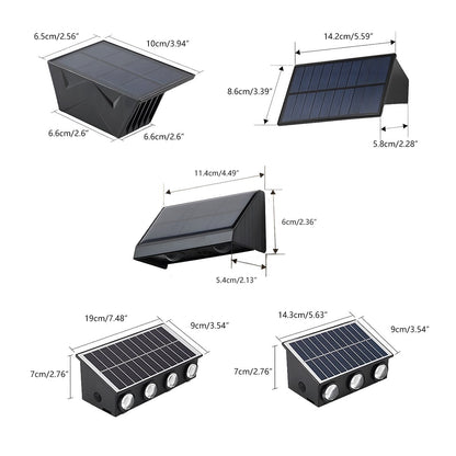 Solar LED Outdoor Sconce Black Waterproof Up Down Wall Light for Patio Garden Entrance Facade