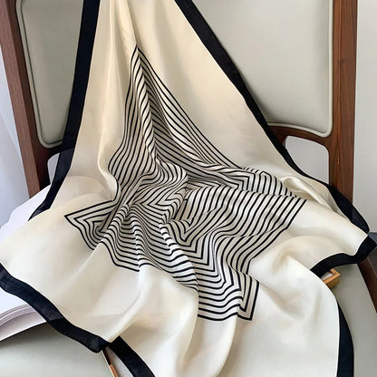 Plaid Silk Square Scarf 27.5 in Women's Neck Wrap Hair Band Accessory Spring Summer Multi-Wear Lightweight Fashion Kerchief