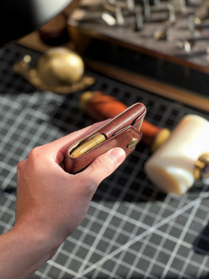 Bifold Leather Wallet with Integrated Pen Holder for Cards & Cash Storage