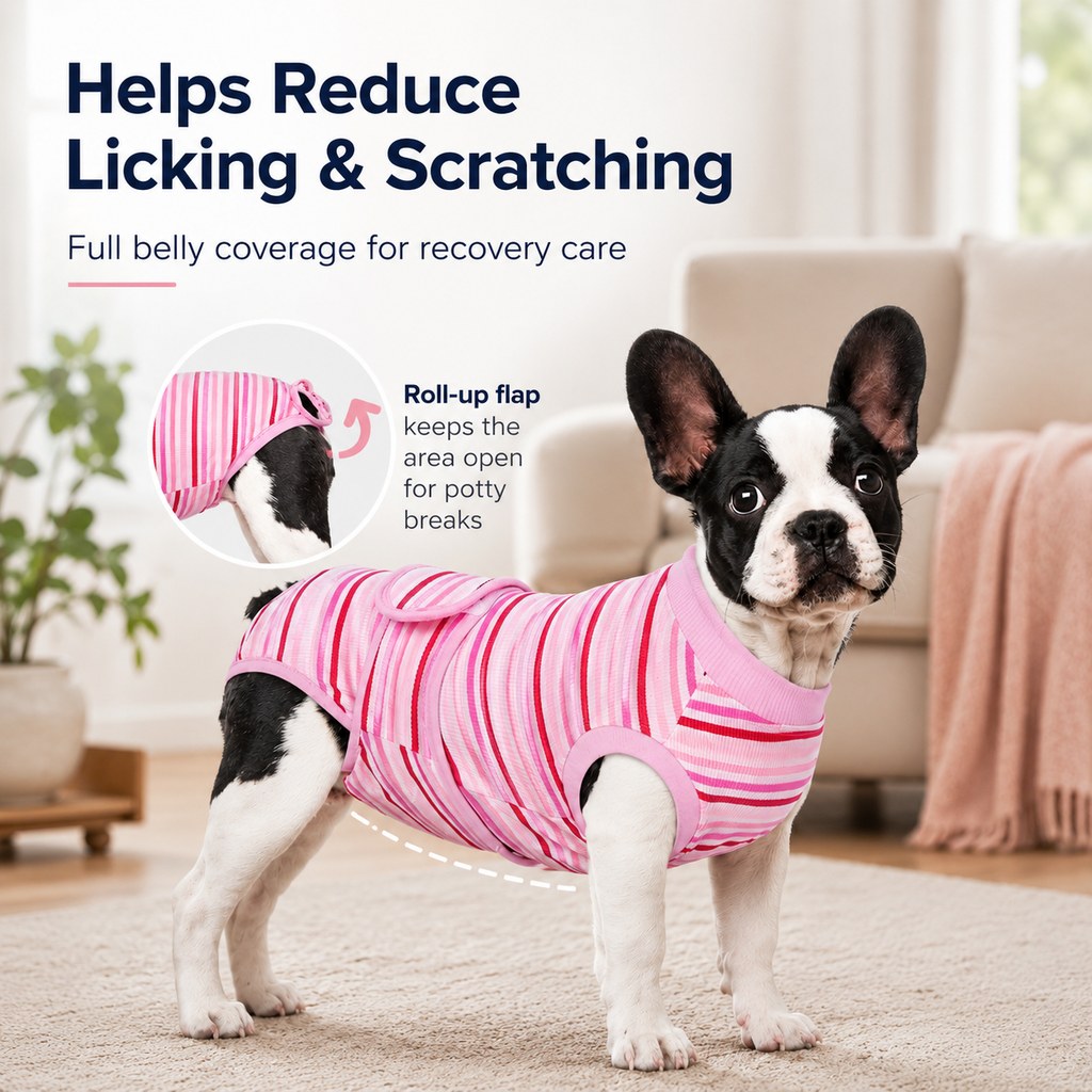 Ortekor Breathable Dog Recovery Suit for Spay & Neuter Recovery, Soft Cone Alternative Onesie to Help Reduce Licking After Surgery