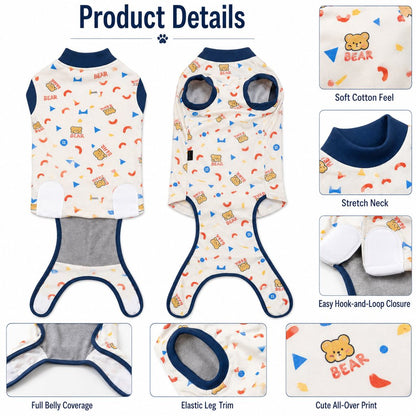 Ortekor Dog Recovery Suit for Post-Surgery Belly Protection - Soft Cone Alternative Onesie for Spay, Neuter & Anti-Lick Care