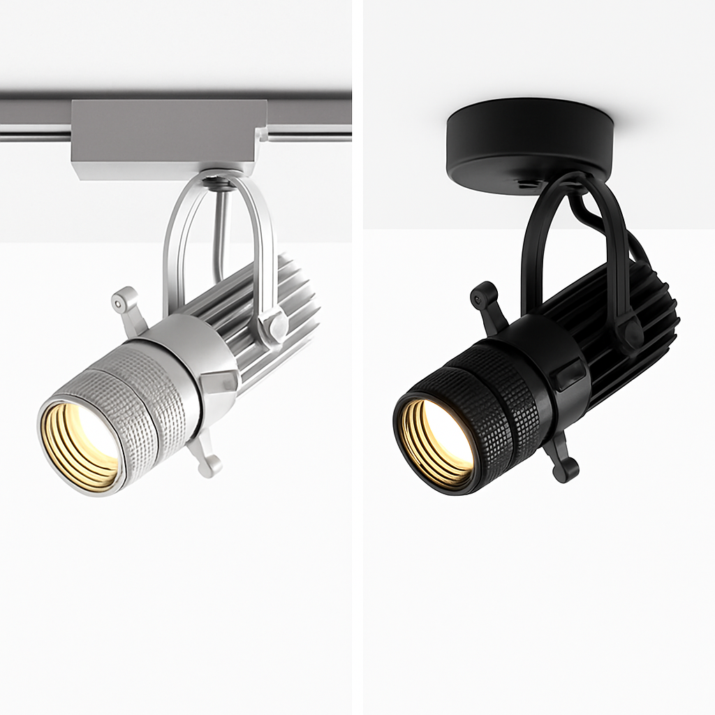 Projecteur LED sur rail dimmable avec angle de faisceau réglable pour cuisine, salle à manger et vitrine de magasin