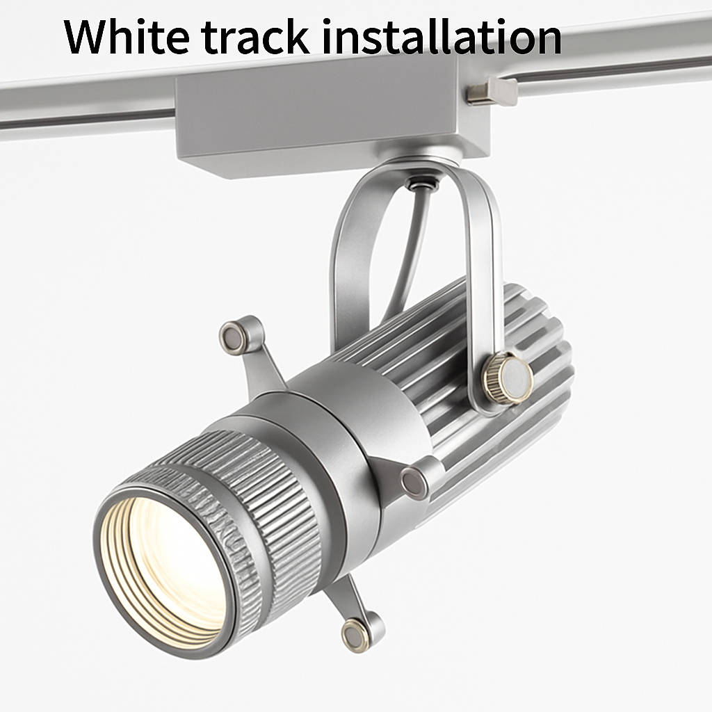 Projecteur LED sur rail dimmable avec angle de faisceau réglable pour cuisine, salle à manger et vitrine de magasin