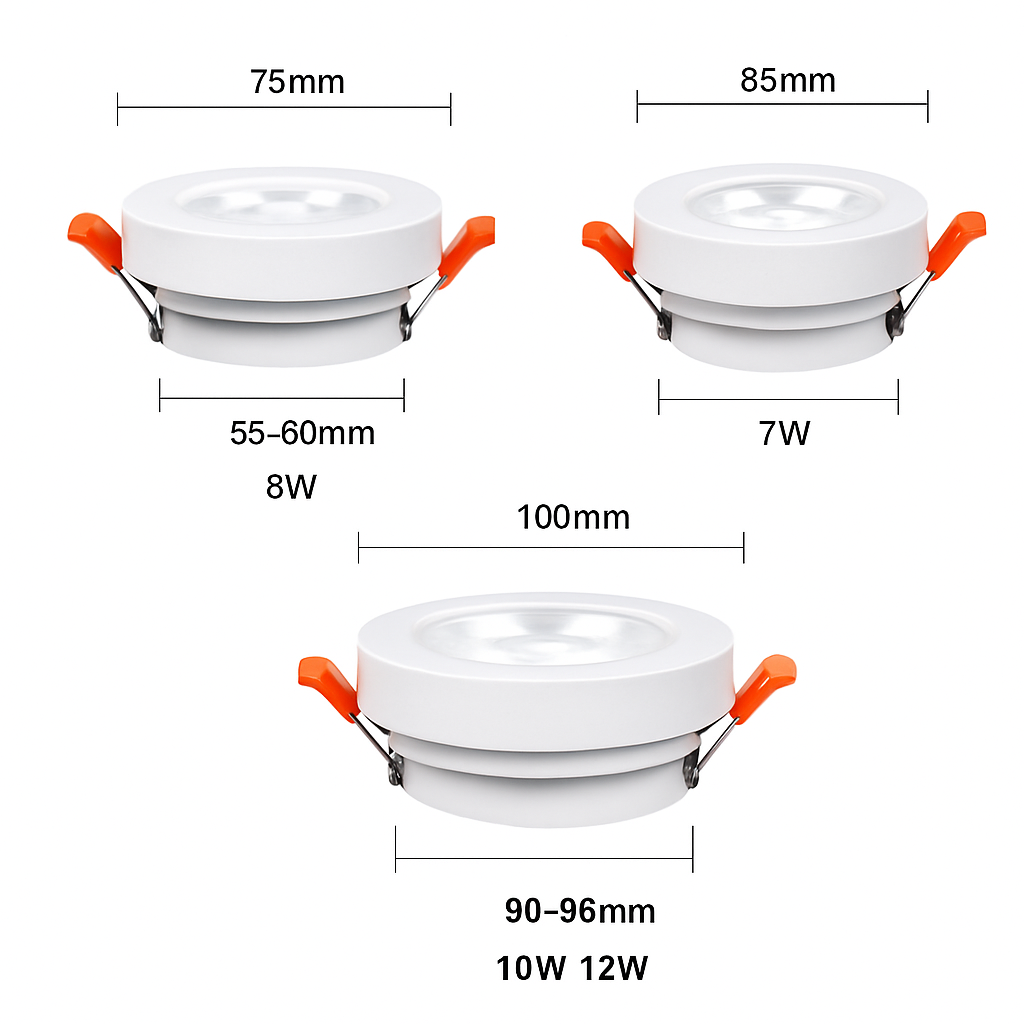 Adjustable Recessed LED Spotlight – Round Aluminum Downlight for Ceilings, Dimmable Accent Lighting for Kitchen, Living Room, Hallway &