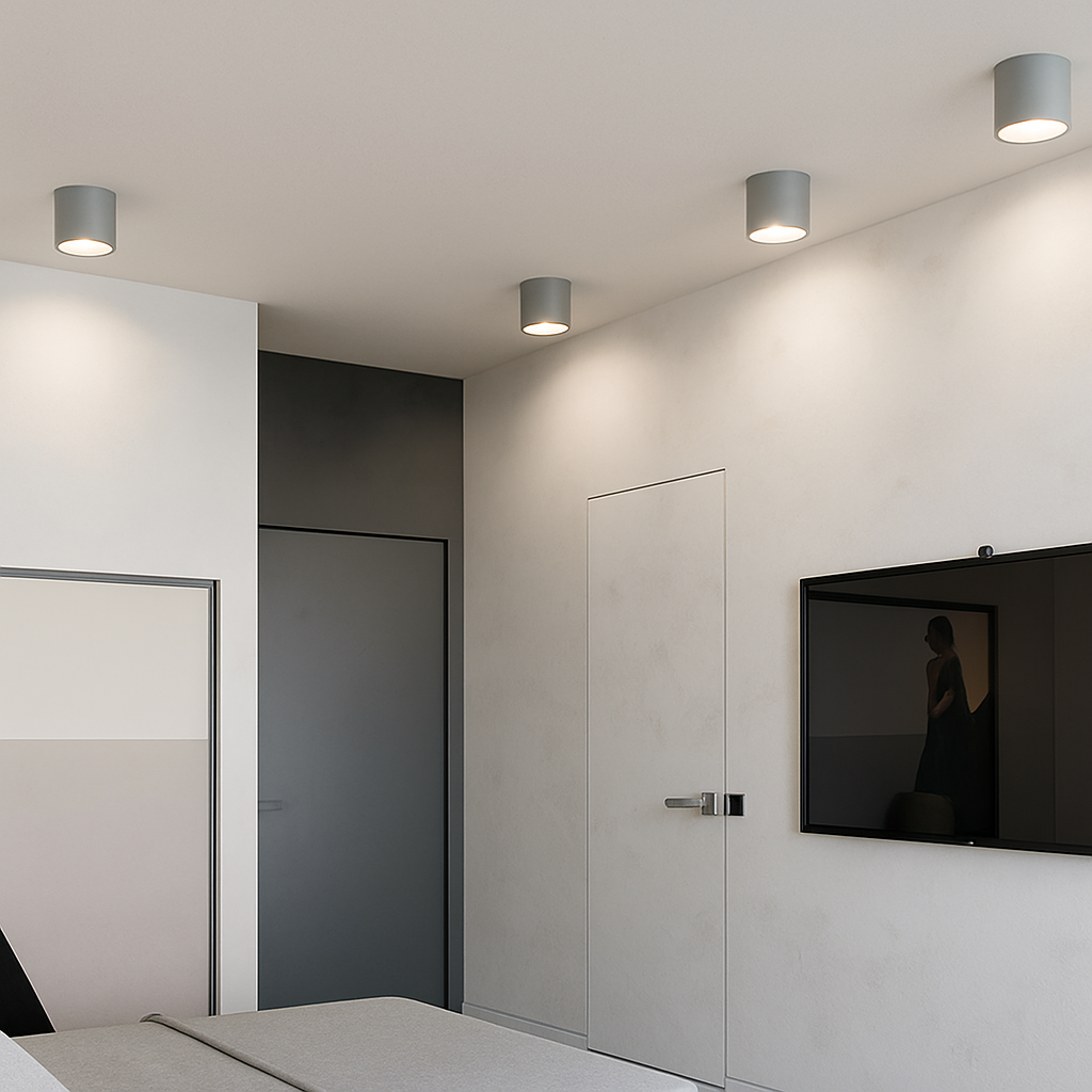 Spot LED apparent rond minimaliste pour plafond, luminaire compact encastré pour couloir, entrée, cuisine, chambre et salle de bain
