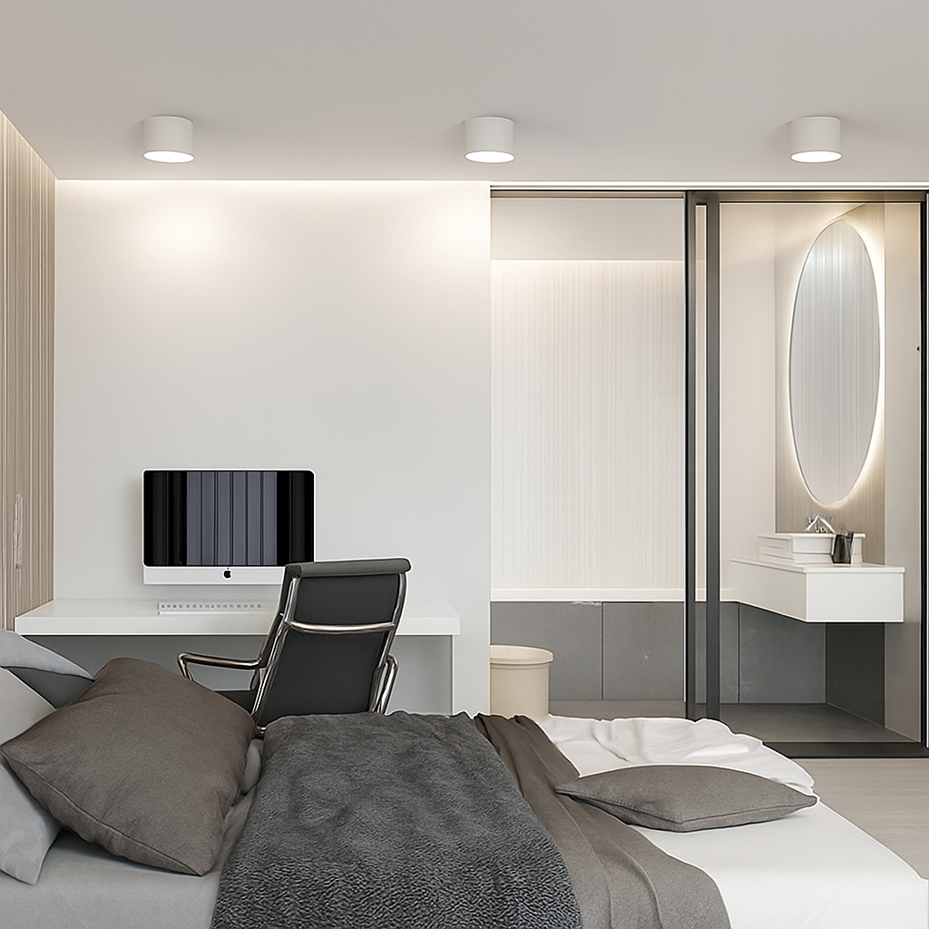 Spot LED apparent rond minimaliste pour plafond, luminaire compact encastré pour couloir, entrée, cuisine, chambre et salle de bain