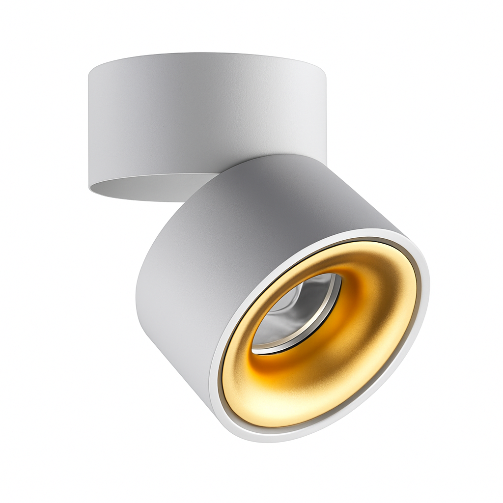 Spot LED de plafond orientable, montage en saillie rond – Intensité variable, finition dépolie, usage polyvalent
