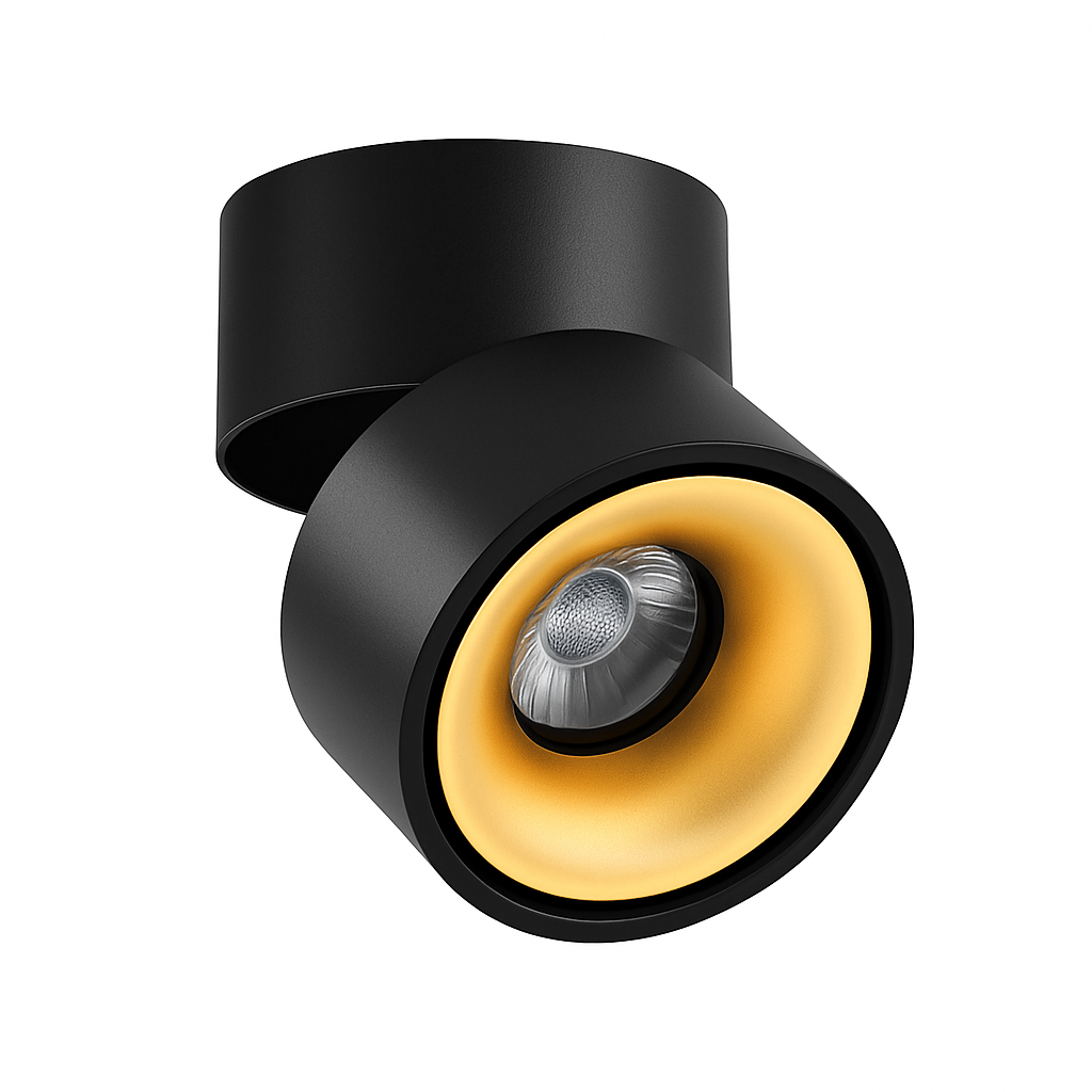 Spot LED de plafond orientable, montage en saillie rond – Intensité variable, finition dépolie, usage polyvalent