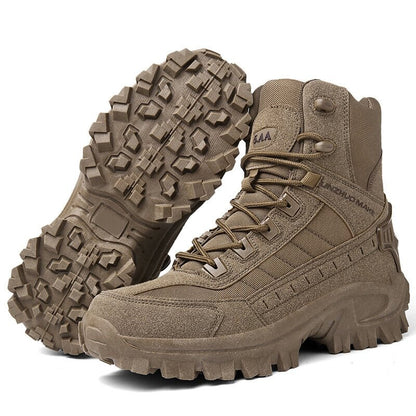 Men's All-Season Tactical Work Boots Waterproof Suede Ankle Support Non-Slip Hiking Boots for Outdoor Work Camping Hunting
