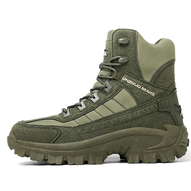Men's All-Season Tactical Work Boots Waterproof Suede Ankle Support Non-Slip Hiking Boots for Outdoor Work Camping Hunting