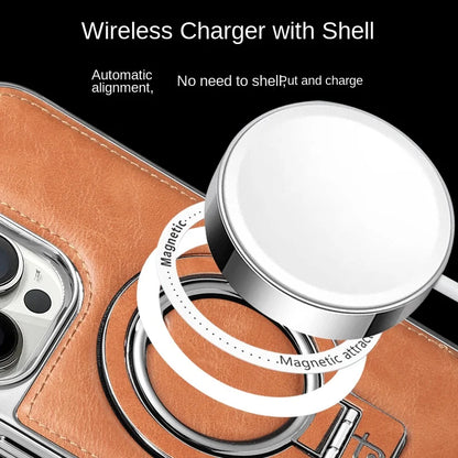 Étui en cuir premium pour iPhone avec support intégré pour une visualisation mains libres