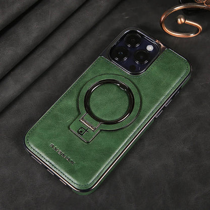 Étui en cuir premium pour iPhone avec support intégré pour une visualisation mains libres