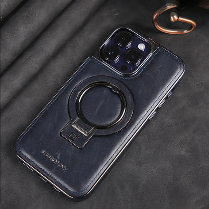 Étui en cuir premium pour iPhone avec support intégré pour une visualisation mains libres