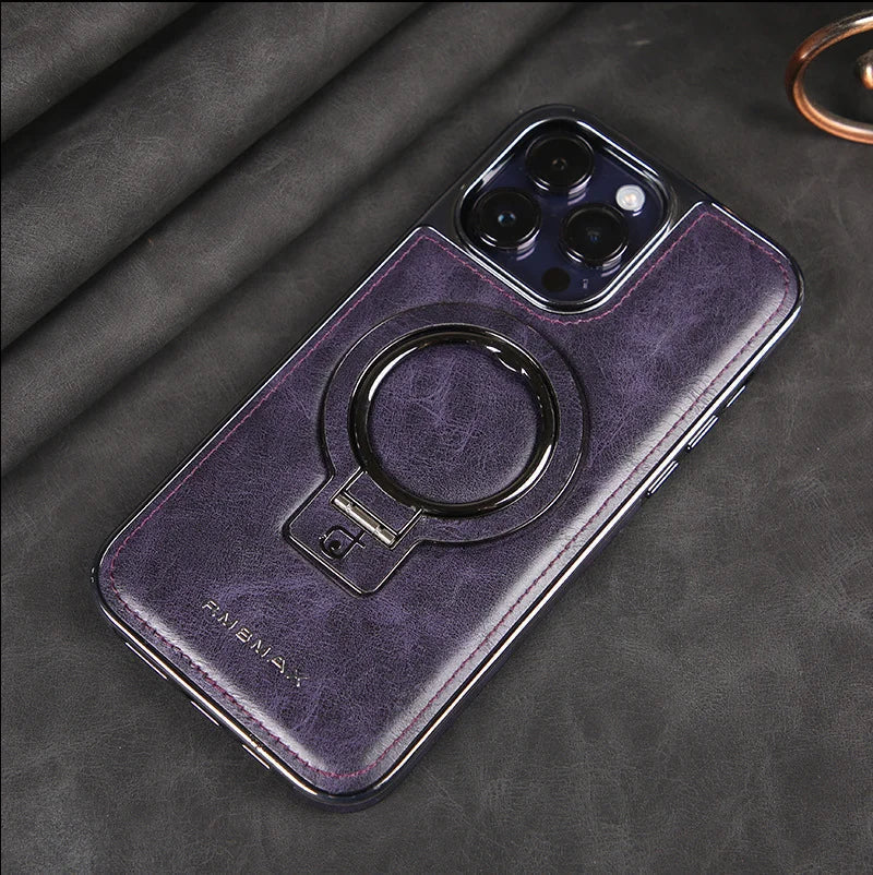 Étui en cuir premium pour iPhone avec support intégré pour une visualisation mains libres