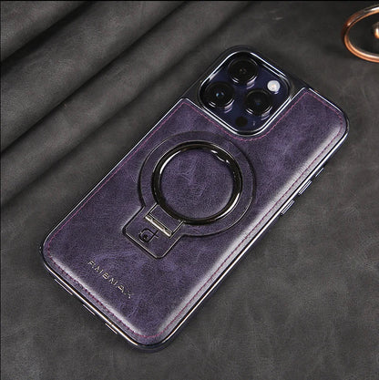 Étui en cuir premium pour iPhone avec support intégré pour une visualisation mains libres