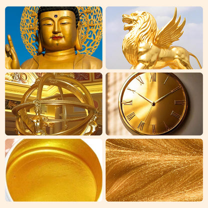 Water-Based Metallic Paint Gold & Silver Leafing Effect for Furniture DIY Craft Projects Interior Decoration Non-Toxic Spray Brush Roller
